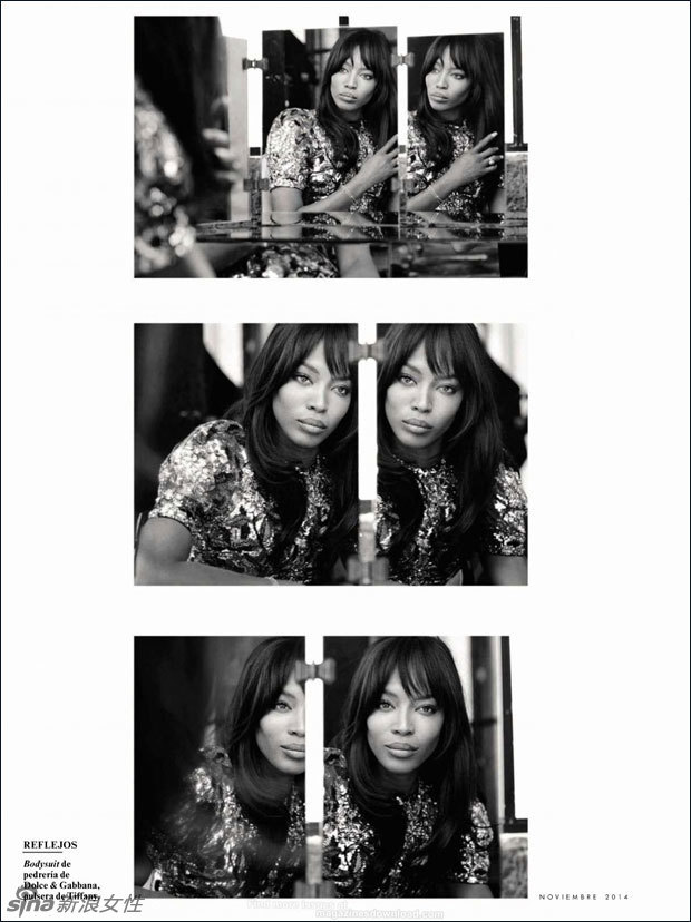 超模娜奥米·坎贝尔(Naomi Campbell)登上《名利场》(Vanity Fair)杂志11月刊封面，该片由时尚摄影师尼科(Nico)掌镜。娜奥米仅用丝质衣物遮挡前身，大尺度出镜，诱惑无限。