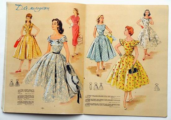 六十二年前苏联出版的时装杂志，侧面了解到50年代漂亮的时装时髦的模特